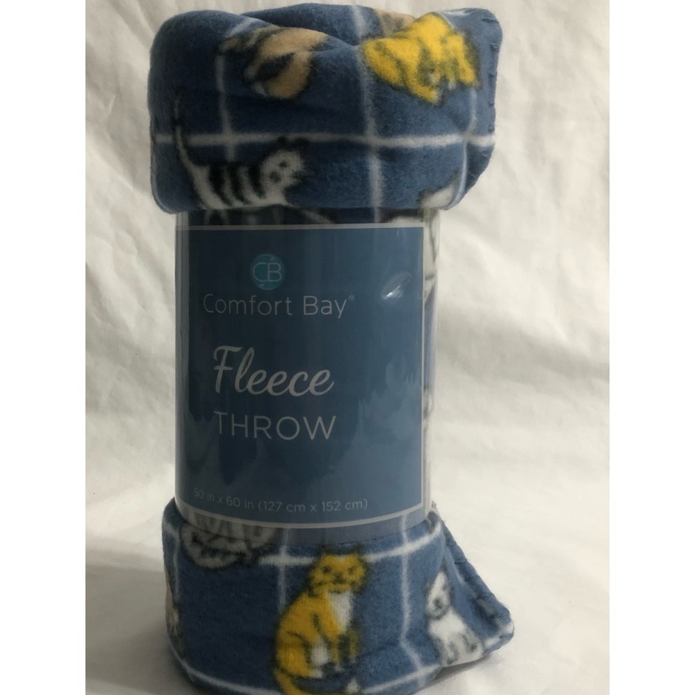 Fleece Throw varies  kitten graphics blue . 50in x 60in